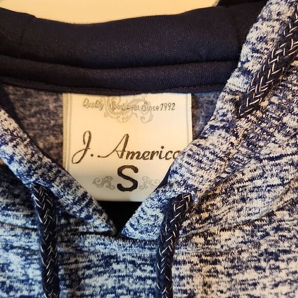 J America Hoodie Hooded Sweatshirt Pullover Men's Size Small Blue/Gray EUC NICE! - Picture 5 of 12